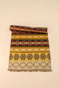 Large Handwoven Runner, Wool and Linen Floor Area Accent Rug, Scandinavian Multicolour Wall hanging, Double sided Blanket. "Autumn Yield"