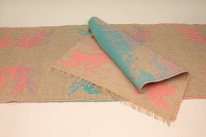 Linen Wool Handwoven Table Runner, Cats Decor Placemat, Nordic Scandinavian Design Pink Blue Ombre, 40x40 or 40x120