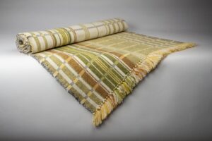 Scandinavian Rug / Blanket, Tartan pattern rug, Wool rug, "Wheat fields".