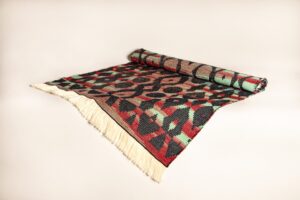 Handwoven rug. Double layer Linen and Wool rug. Wall Decor rug. Area rug. "Winter Rose"