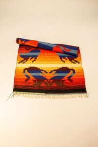 Large Handwoven Rug or Blanket with Playful Cat, Rainbow Cats, Natural Cotton Wool 230x118 cm